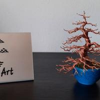 BONSAI IN RAME PURO,IN VASO BONSAI E VERO MUSCHIO