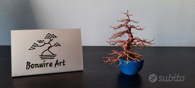BONSAI IN RAME PURO,IN VASO BONSAI E VERO MUSCHIO