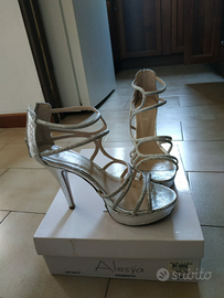 Scarpa da sera argento Alesya tg 39 come nuove