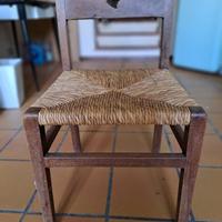 5 Sedie in legno impagliate