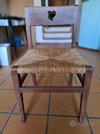 5 Sedie in legno impagliate