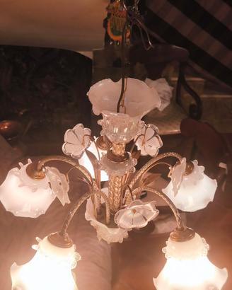 Lampadario Vintage 5 luci stile Murano 