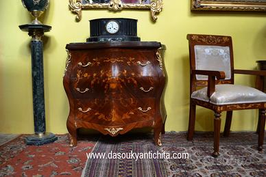 Comò intarsiato stile Luigi XV Rococò