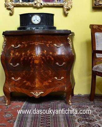 Comò intarsiato stile Luigi XV Rococò