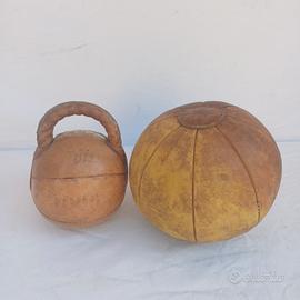 attrezzi vintage palestra anni 50 cuoio pesi