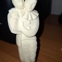 Statuetta pietra bianca vintage 2 pierrot amanti