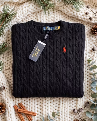 Maglione Polo Ralph Lauren Nero a trecce-Taglia L