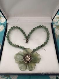 Collana con fiore in avventurina e argento