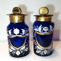 Coppia vasi vetro soffiato da farmacia fine 800