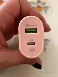 Adattatore cellulare usb doppia porta rosa
