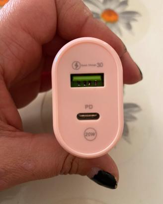 Adattatore cellulare usb doppia porta rosa