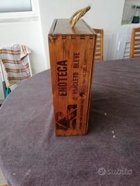 Scatola legno vintage porta vini enoteca