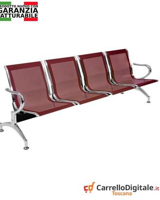 Sedie da attesa in acciaio colore rosso 4 posti