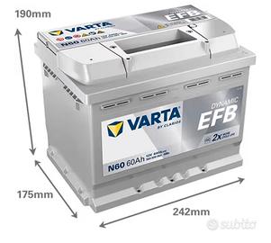 batteria auto Varta EFB N60, 60ah, 640A