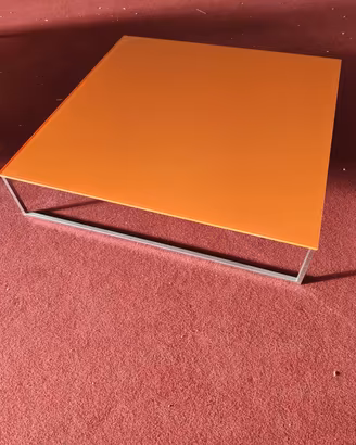 tavolino in vetro lucido arancio
