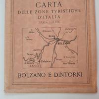 Antica Carta Turistica TCI 1928 Bolzano e dintorni