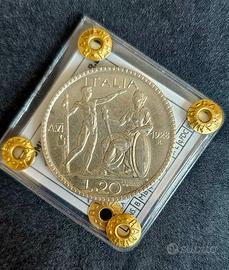 Moneta 20 Lire Italia Littore 1928 - Argento