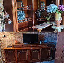 Mobile bar angolare + credenza buffet in legno 