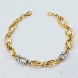 Bracciale donna in oro giallo e bianco 18 kt D.38