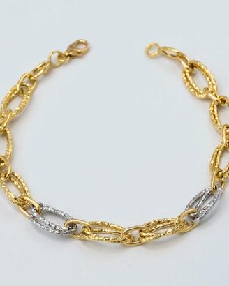 Bracciale donna in oro giallo e bianco 18 kt D.38