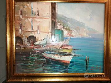 Dipinto Vincenzo Casillo "Porticciuolo di Pozzuoli
