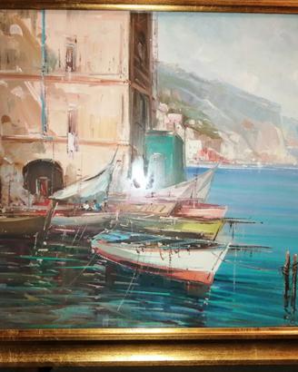Dipinto Vincenzo Casillo "Porticciuolo di Pozzuoli