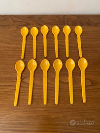 Set 12 cucchiai caffè Tupperware vintage giallo