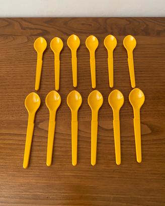 Set 12 cucchiai caffè Tupperware vintage giallo