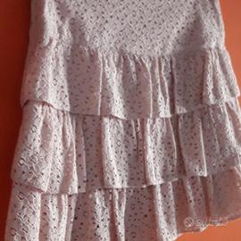 gonna in pizzo Sangallo rosa taglia S