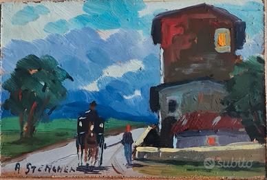 Quadro Notturno con carrozzella