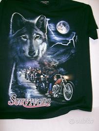 Maglietta  manica corta tribale teschio drago lupo