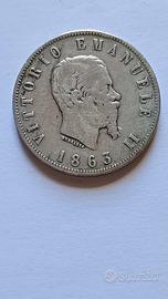 Vittorio Emanuele II 2 lire 1863 Napoli