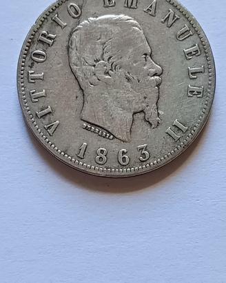 Vittorio Emanuele II 2 lire 1863 Napoli