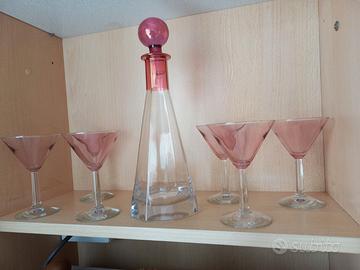 Bottiglia con tappo con 6 coppe rosa