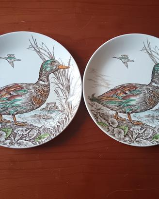Coppia Piatti Vintage Wild Birds "il Germano"