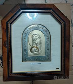 Quadro Madonna  in lastra di Argento  e Oro