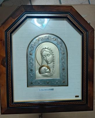 Quadro Madonna  in lastra di Argento  e Oro