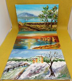 Quadro paesaggio invernale, estivo, primaverile