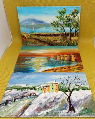 Quadro paesaggio invernale, estivo, primaverile