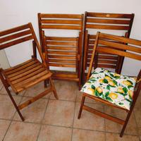 4 SEDIE pieghevoli  giardino legno "SPAZIO & SOLE"