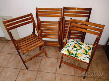 4 SEDIE pieghevoli  giardino legno "SPAZIO & SOLE"