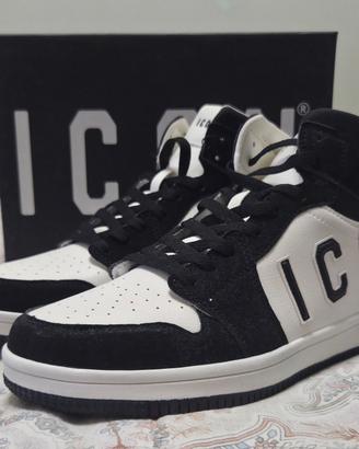 Scarpe Sneakers ICON Alte Nere Bianche Tg 43 Nuove