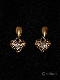 Orecchini Cuore Dorati Zirconi Acciaio Inox