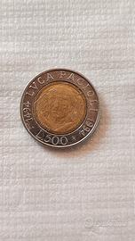 Moneta da 500 Lire Luca Pacioli 