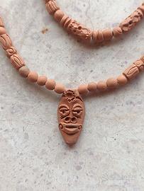 Collana in terracotta cotto stile etnico con masch