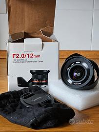 Samyang 12mm f 2.0 attacco fuji fujinon