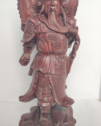 Scultura Samurai Antica In Legno di Palissandro