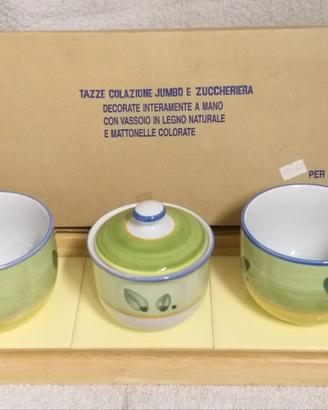Tazze colazione con zuccheriera e vassoio