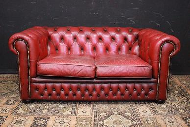 Divano 2 posti pelle bordeaux originale Chester