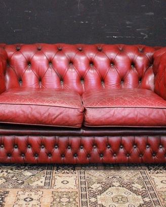 Divano 2 posti pelle bordeaux originale Chester